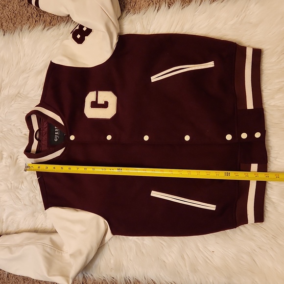 GUESS LEATHER MAROON WHITE VARSITY JACKET SIZE LARGE - Picture 10 of 10